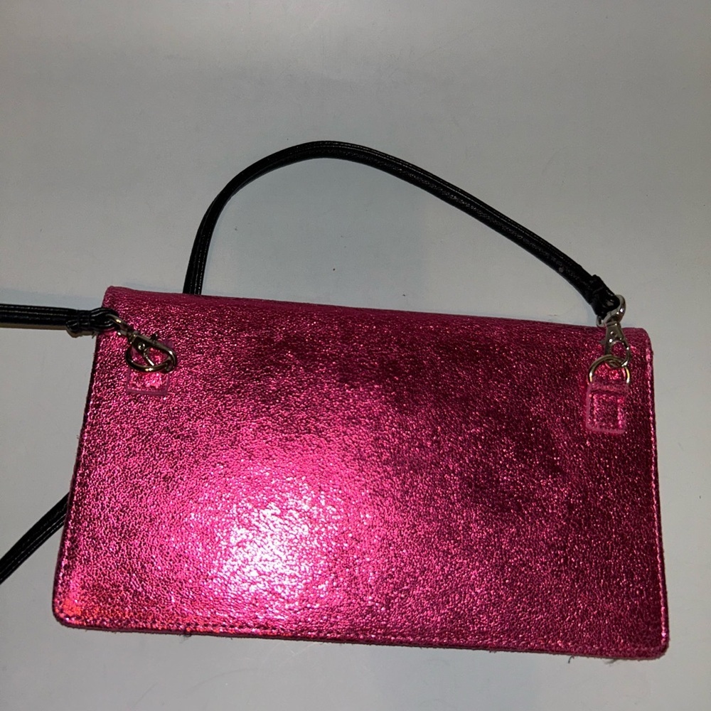 Pre loved fushia shimmer crossbody clutch - Picture 2 of 8